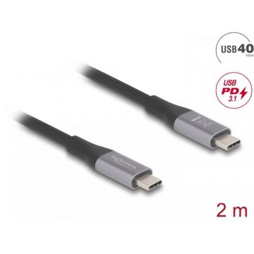 Cablu USB type C 40Gbps/8K60Hz/240W E-Marker T-T 2m, Delock 81192