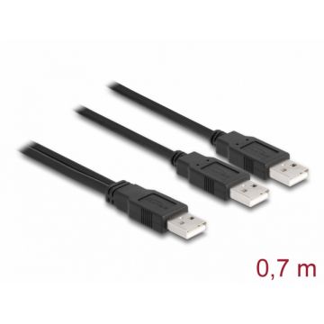 Cablu Y USB-A 2.0 la 2 x USB-A 70cm, Delock 80000
