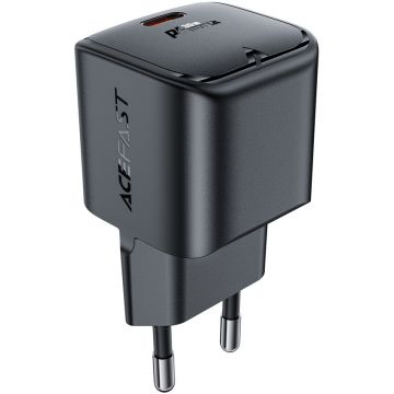 Incarcator A77 Mini, 30W, USB-C, Quick Charging, Negru