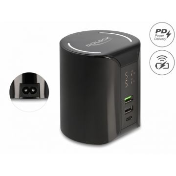 Incarcator priza 1 x USB type C PD + 2 x USB-A 58W + incarcare wireless 10W, Delock 41441