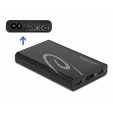 Incarcator priza 2 x USB type-C PD 3.0 + 1 x USB-A 60W, Delock 41453