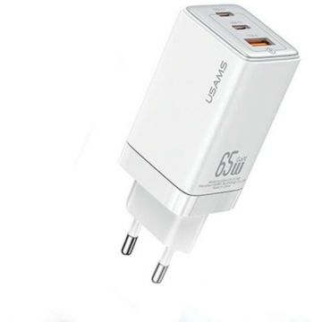 Incarcator US-CC180, 65W, 3A, 2xUSB-C, 1xUSB-A, Fast Charging, Alb