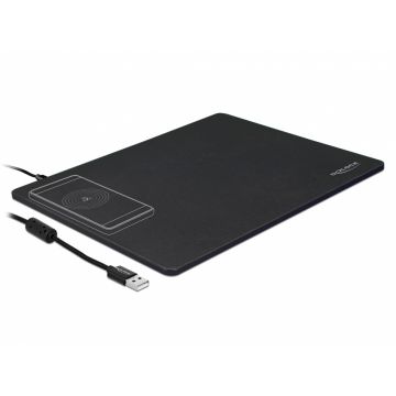 Mouse pad cu functia de incarcare wireless Negru, Delock 12595