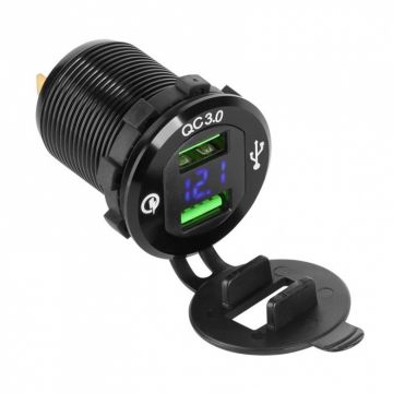 Mufa pentru montaj auto 2 x USB Quick Charge, PY-CHR0004