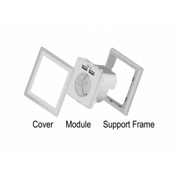 Priza perete ingropata + 2 porturi USB-A 5V/2.4A, Delock 11471
