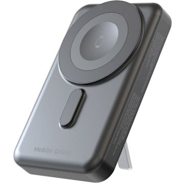 Acumulator extern , 10000 mAh, Wireless 15W, Cablu USB-C / Lightning 20W, Gri