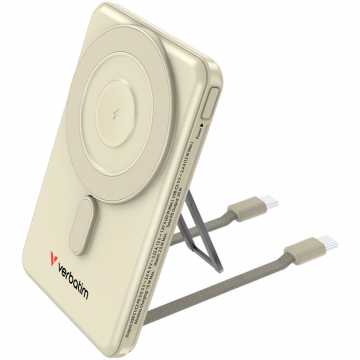 Acumulator Extern C'n'G Magnetic 5000mAh Incarcare Wireless 2 Cabluri USB-C Integrate Auriu