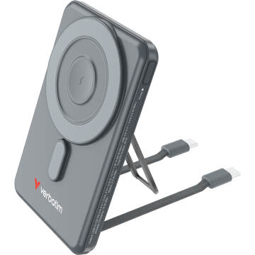 Acumulator Extern C'n'G Magnetic 5000mAh Incarcare Wireless 2 Cabluri USB-C Integrate Gri