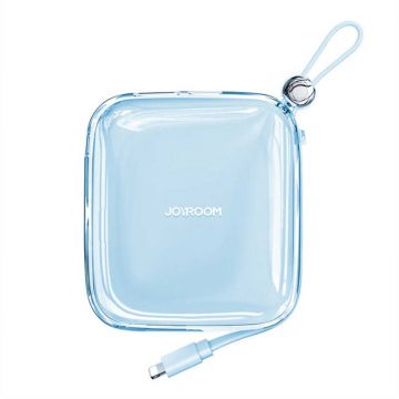 Acumulator extern JR-L005 Jelly Powerbank, 12.5W, USB-C, USB, Cablu Lightning integrat, Albastru
