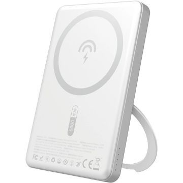 Baterie Externa K28S1 Mini 5000mAh 1x USB-C PD 20W Incarcare Wireless MagSafe Max 15W Argintiu