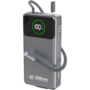 Baterie Externa K31 Pro 20000mAh 1xUSB-A 1xUSB-C Cablu USB-C Afisaj LED Fast Charge 45W Gri