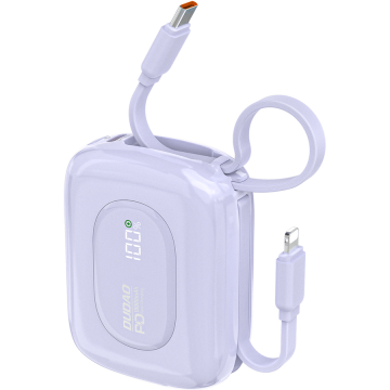 Baterie Externa K32 10000mAh 1xUSB-C Cabluri Integrate USB-C si Cablu Lightning 22.5W Violet