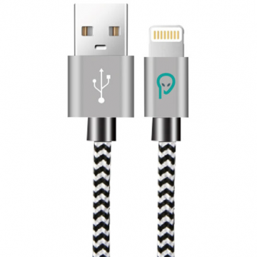 Cablu Alimentare/ Date USB 2.0 (T) la Lightning (T) 1.8m Alb/Negru
