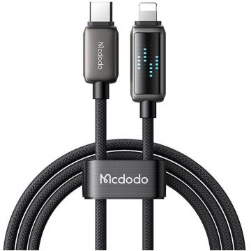 Cablu de date CA-2630, USB-C/Lightning, Display LED, 36W, 3A, 1.2m, Negru
