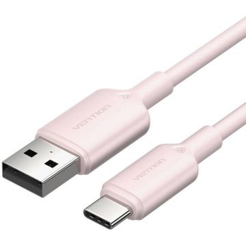 Cablu de date CTQPF, USB/USB-C, 3A, 2m, Roz