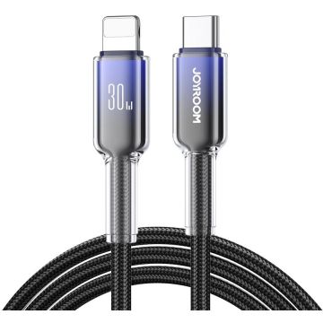 Cablu de date S-A42, USB-C/Lightning, 30W, 1.2m, Negru