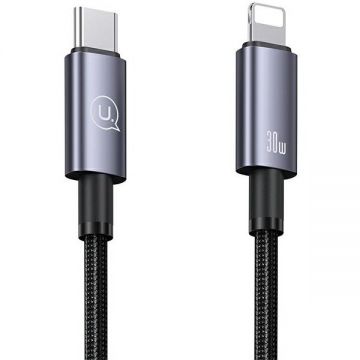 Cablu de date US-SJ679, USB-C la Lightning, 30W, 480 Mbps, 1.2m, Negru