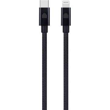 Cablu de Date USB-C to Lightning Nylon Textile 1.25m Negru