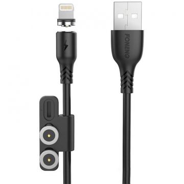 Cablu de date X62, USB la Micro-USB/USB/Lightning, 12W, 5A, 1 m, Negru