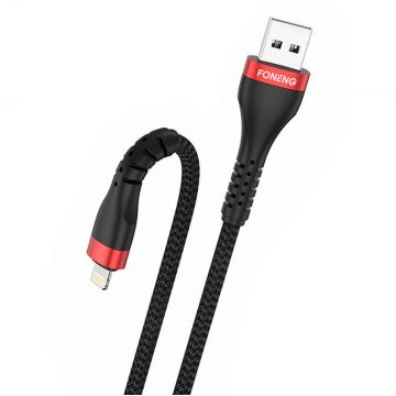 Cablu de date X82, USB/Lightning, 3A, 1m, Negru