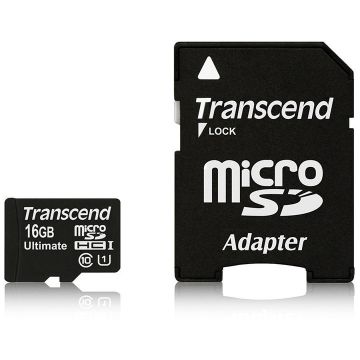 Card microSDHC 16GB Clasa 10 UHS-I  600x cu adaptor SD