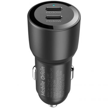 Incarcator , 2 x USB-C, 60W, Negru