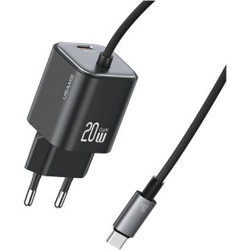 Incarcator JC Mini, 20W, 3A, 1xUSB-C, 1x Cablu USB-C, Negru