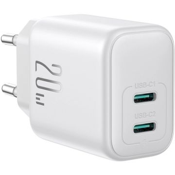 Incarcator JR-TCF12, 2x USB-C, 20W, Alb