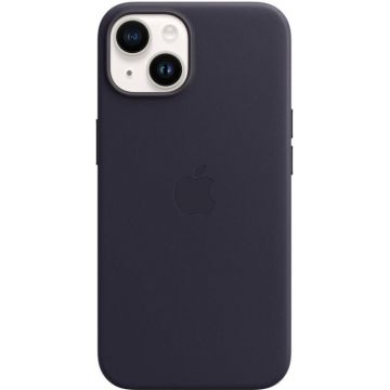 Apple Protectie pentru spate, material piele, cu MagSafe pentru iPhone 14 Plus, culoare Ink