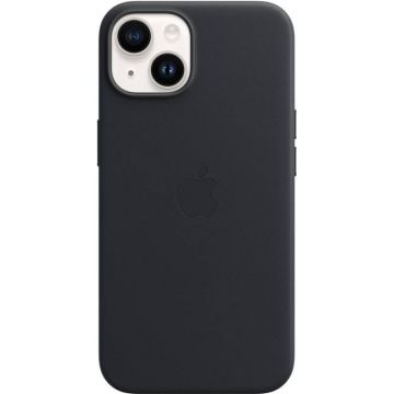 Apple Protectie pentru spate, material piele, cu MagSafe pentru iPhone 14 Plus, culoare Midnight