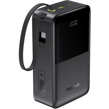 Baterie externa Baseus EnerFill FC51 Bipow 2 Pro Digital, 30000 mAh, 1x USB, 1x USB-C, 22.5 W, Display, Cablu USB-C integrat, Black