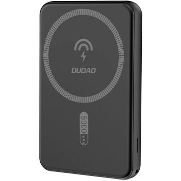 Baterie Externa K14S 5000mAh 1x USB-A 1x USB-C Compatibila MagSafe Wireless 15W Negru