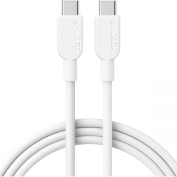 Cablu de date / adaptor Anker 310, USB-C Male la USB-C Male, 240 W, 1.8 m, White