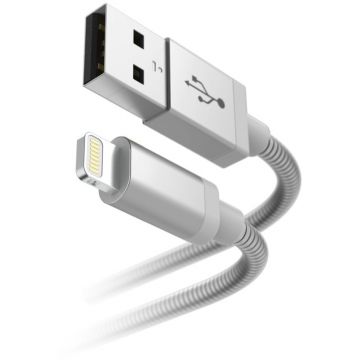 Cablu de date / adaptor Hama Metal, USB Male la Lightning Male, 1.5 m, Silver