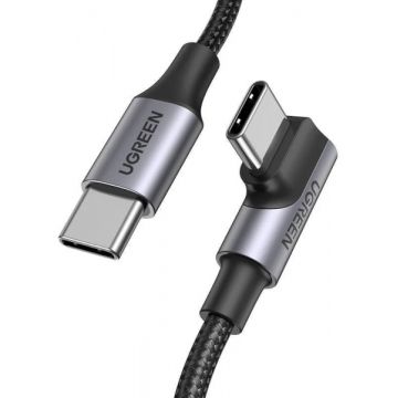 Cablu de date / adaptor Ugreen US334, USB-C Male la USB-C Male, Angled, 100 W, 1 m, Black