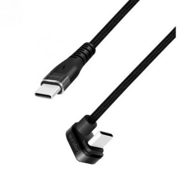 Cablu de Date / Incarcare pentru Smartphone USB 2.0 Type-C (T) la USB 2.0 Type-C (T) la 180 Grade 2 x Ecranat Aluminiu 1M Negru