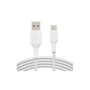 Cablu De Date\Incarcare USB-A to USB-C Braided  0.15M Alb