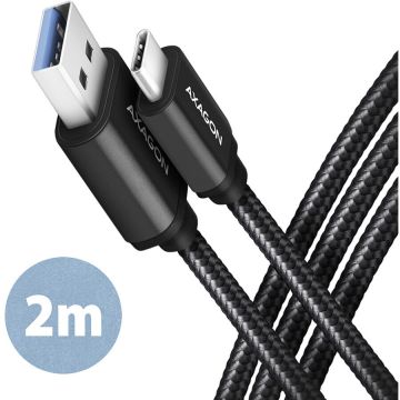Cablu de Date / Incarcare USB-C la USB-A USB 3.2 Gen 1 3A Impletit 2M Negru
