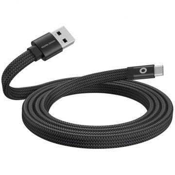 Cablu de date Magnetic Flat Patented, USB/USB-C, 27W, 1m, Negru