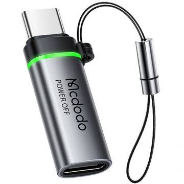 Cablu de date OT-2450, mama USB-C la tata USB-C, LED, 5A, Argintiu