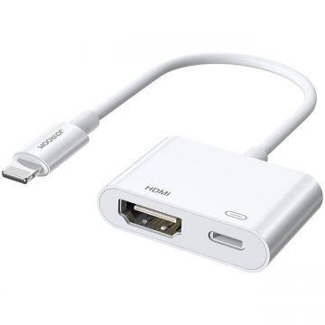 Cablu de date S-H141, Lightning tata la HDMI mama si Lightning mama, 1080p, 60Hz, 12cm, Alb