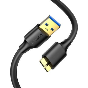 Cablu de date US130, USB/Micro-USB B, 2.1A, 5 Gbps, 1m, Negru