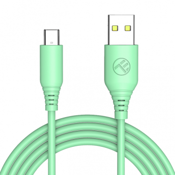 Cablu silicon USB la Type-C 3A 1m Verde