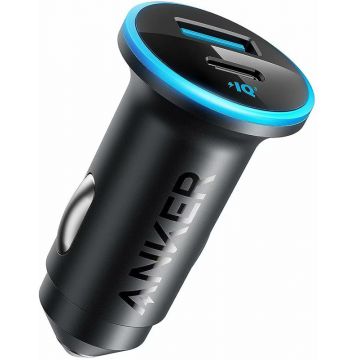 Incarcator auto Anker Auto 323 52.5W, 1x USB-C, 1x USB, Power Delivery, Black, tehnologia PowerIQ 3.0