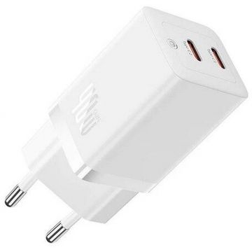 Incarcator retea Baseus GaN5 Pro, 2x USB-C, Quick Charge 40W, White