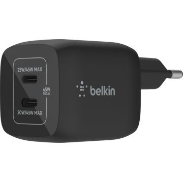 Incarcator retea Belkin GaN 45W 2x USB-C, Black