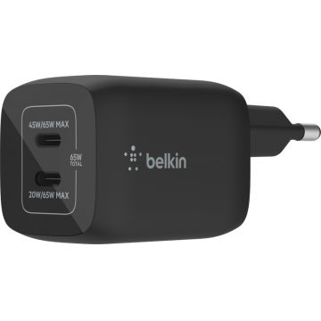 Incarcator retea Belkin GaN 65W 2x USB-C, Black