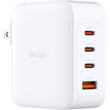Incarcator retea D-Link DCP-101, 3x USB-C, 1x USB, Quick Charge 100 W, GaN, White