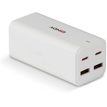 Incarcator retea LINDY 2x USB-C, 2x USB, Quick Charge 100 W, GaN, White