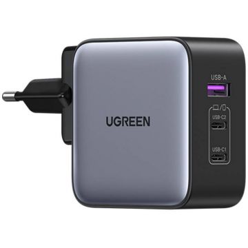 Incarcator retea Ugreen CD296, 2x USB-C, 1x USB, Quick Charge 4.0 65 W, GaN, Black